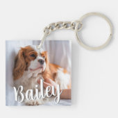 Porte-clés Photo et nom personnalisés de l'animal (Dos)
