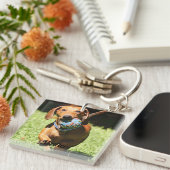 Porte-clés Photo et texte personnalisés   (Devant Droit)