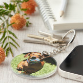 Porte-clés Photo et texte personnalisés (Devant Droit)