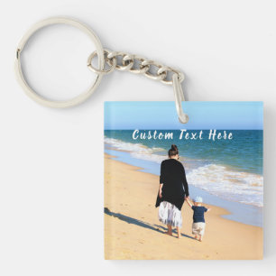 Porte-clés Photo et texte personnalisés - Votre propre desig