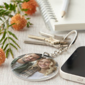 Porte-clés Photo et texte recto verso personnalisés (Devant droit)