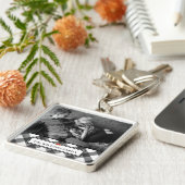 Porte-clés Photo faite sur commande rustique noire et blanche (Côté)