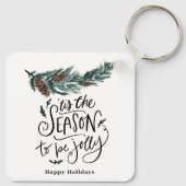 Porte-clés Photo Famille Moderne Aquarelle Pine Cône Vert (Dos)