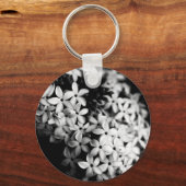 Porte-clés Photo florale élégante en noir et blanc (Recto)