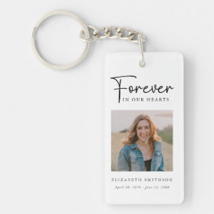 Porte-clés Photo funéraire pour toujours dans nos coeurs Priè