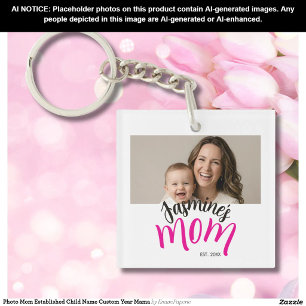 Porte-clés Photo Maman Année de naissance de l'enfant personn