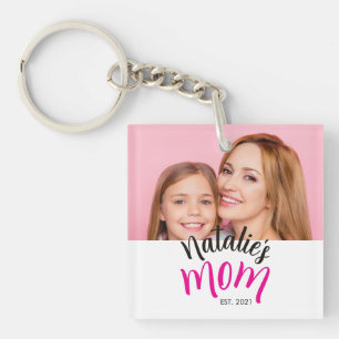 Porte-clés Photo Maman Établie Nom de l'Enfant Année Personna