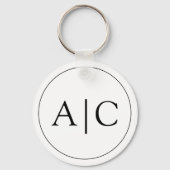 Porte-clés Photo Mariage de Monogramme blanc classique modern (Recto)