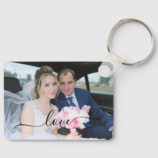Porte-clés Photo Mariage de script simple et élégant (Recto)