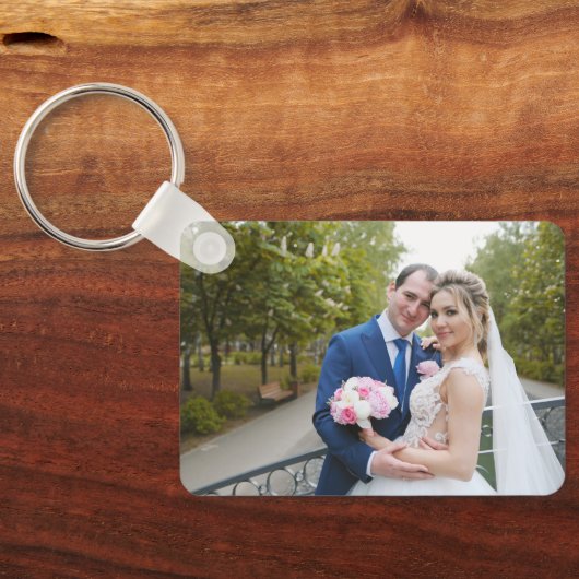 Porte-clés Photo Mariage de script simple et élégant (Verso)