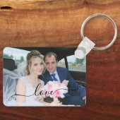 Porte-clés Photo Mariage de script simple et élégant (Recto)