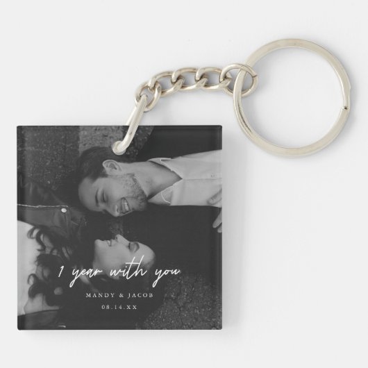 Porte-clés Photo Mariage d'un an moderne (Dos)