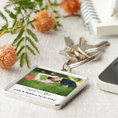 Porte-clés Photo mariage Heureusement Jamais Après Nom Date (Côté)