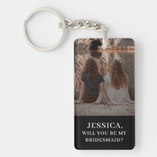Porte-clés Photo minimaliste Black White Bridesmaid Propositi