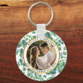 Porte-clés Photo moderne Eucalyptus Mariage or vert (Recto)