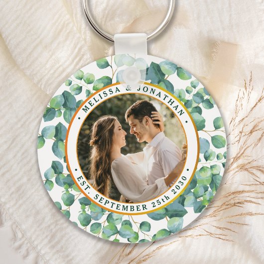 Porte-clés Photo moderne Eucalyptus Mariage or vert
