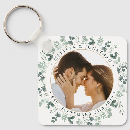 Porte-clés Photo moderne personnalisée Eucalyptus Mariage ver (Recto)