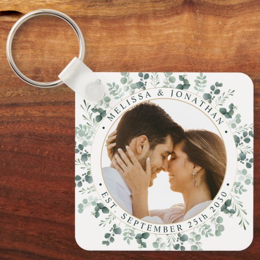 Porte-clés Photo moderne personnalisée Eucalyptus Mariage ver (Recto)