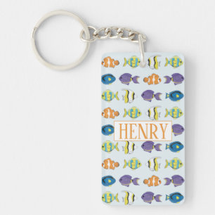 Porte-clés photo motif poissons tropicaux