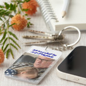 Porte-clés Photo Papa avec texte bleu (Devant droit)