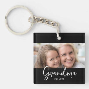 Porte-clés Photo personnalisable de grand-mère avec année de