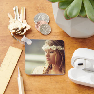 Porte-clés PHOTO personnalisé avec dos ROSE