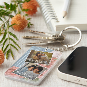 Porte-clés Photo personnalisé Meilleurs amis alors et mainten