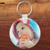 Porte-clés Photo personnalisée avec nom et date (Recto)