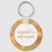 Porte-clés Photo personnalisée Chic Mariage d'or blanc minima (Verso)