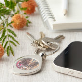 Porte-clés Photo Personnalisée Coeurs roses Dispersés (Côté )