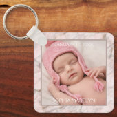 Porte-clés Photo personnalisée Elégant Motif en marbre gris r (Recto)