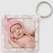 Porte-clés Photo personnalisée Elégant Motif en marbre gris r (Dos)