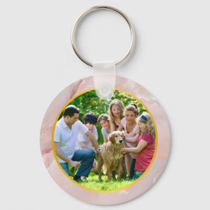 Porte-clés Photo personnalisée en famille en marbre rose or e