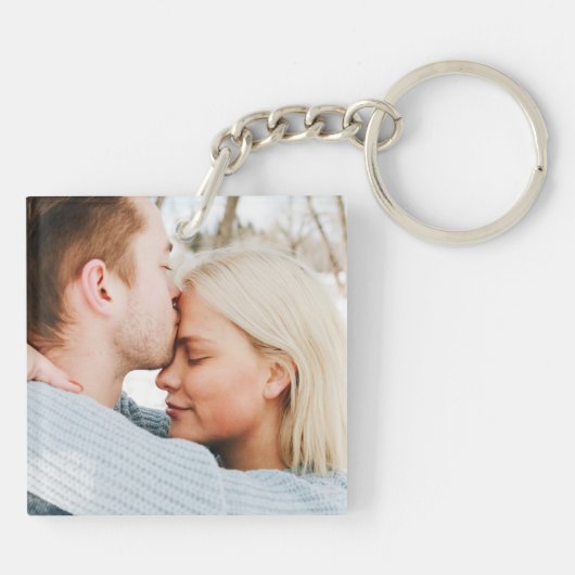 Porte-clés Photo personnalisée et texte de script (Dos)