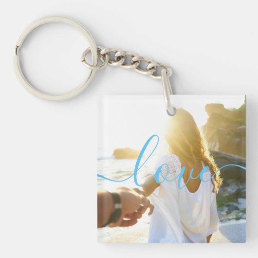 Porte-clés Photo personnalisée et texte de script (Devant)