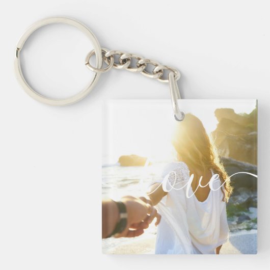 Porte-clés Photo personnalisée et texte de script (Devant)