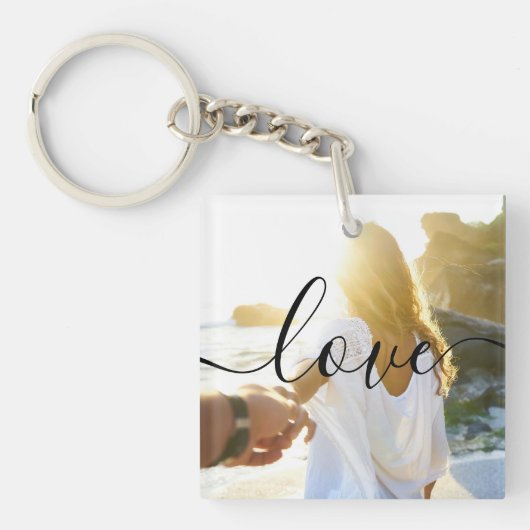 Porte-clés Photo personnalisée et texte de script (Devant)