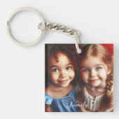 Porte-clés Photo personnalisée et texte de script Porte - clé (Devant)