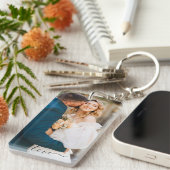 Porte-clés Photo personnalisée et texto Love Keepsaké (Devant droit)