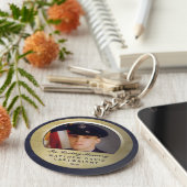 Porte-clés Photo personnalisée Marine Blue & Gold en Porte -  (Côté)