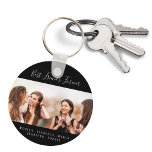 Porte-clés Photo personnalisée meilleurs amis pour toujours g<br><div class="desc">Un cadeau pour votre(s) meilleur(s) ami(s) pour la fête d'anniversaire,  Noël ou un événement spécial. Texte blanc : Best Friends Forever,  écrit avec un script de style à la main tendance. Personnalisez et utilisez vos propres photos et noms. Un arrière - plan noir chic.</div>