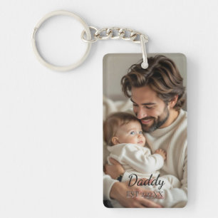 Porte-clés Photo personnalisée "PAPA" Moderne