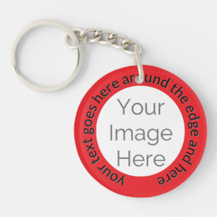 Porte-clés Photo personnalisée - Rouge en gras avec texte mod