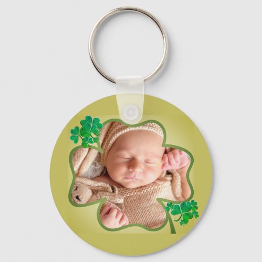 Porte-clés Photo personnalisée Shamrock 4Leaf de St. Patrick (Recto)