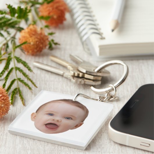Porte-clés Photo personnalisée, visage de photo personnalisée (Devant Droit)