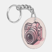 Porte-clés Photo reflex rose tendance Personnalisée (Devant gauche)