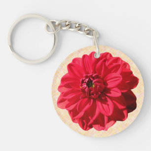 Porte-clés Photo rouge de dahlia de fleur