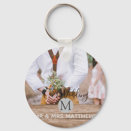 Porte-clés Photo Rustic Collage Monogram NEWLYWEDS WEDDING (Recto)