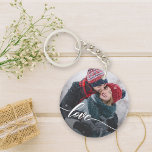 Porte-clés Photo simple d'amour à la main<br><div class="desc">Gardez votre proche proche avec ce porte - clé personnalisé avec une photo et une lettre d'amour à travers elle.</div>