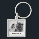 Porte-clés Photo simple, moderne personnalisée pour animaux d<br><div class="desc">Ajoutez votre propre photo et texte pour créer un cadeau photo unique. Ce porte - clé est prêt à être customisé avec votre photo et vos propres noms ou messages en lettres de style machine à écrire noir en détresse. Le style simple, moderne, noir et blanc est très réussi avec...</div>